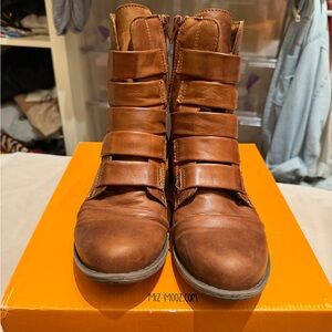 Miz Mooz Tan Leather Strap Boots